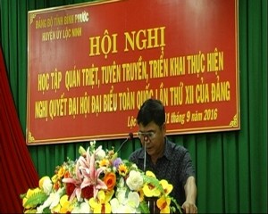 Huyện Lộc Ninh tổ chức Hội nghị học tập, quán triệt, triển khai Nghị quyết Đại hội đại biểu toàn quốc lần thứ XII của Đảng cho đảng viên khối cơ quan huyện